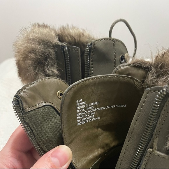 SM New York army green boots with fur - Picture 7 of 10